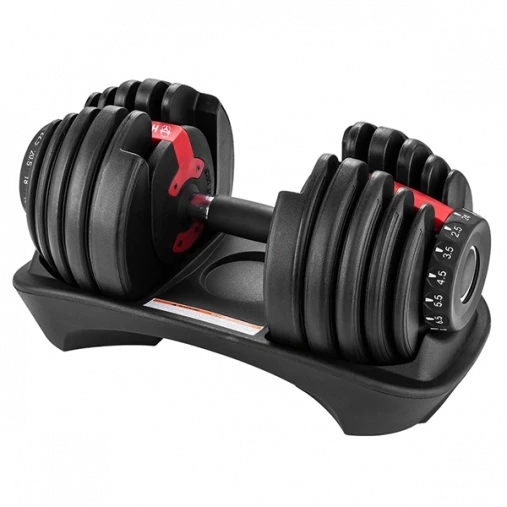 Пара регулируемых гантелей HYFIT CLASSIC 24 кг (переключение поворотом диска) в комплекте со стендом