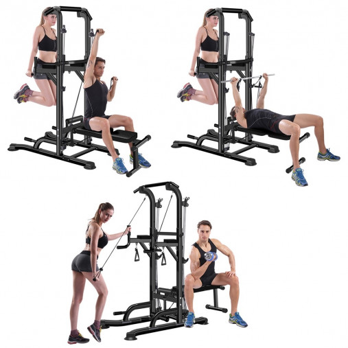 Многофункциональный тренажер VictoryFit VF-T66 с турником - брусьями и скамьей и грифом для штанги Многофункциональный тренажер VictoryFit VF-T66 с турником - брусьями и скамьей и грифом для штанги