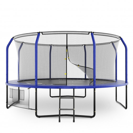 Батут каркасный UNIX line 14 ft (4.27 м) SUPREME GAME (синий) с внутренней защитной сетью и лесницей