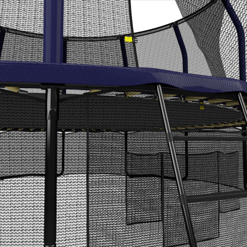 Батут каркасный UNIX line 14 ft (4.27 м) SUPREME GAME (синий) с внутренней защитной сетью и лесницей