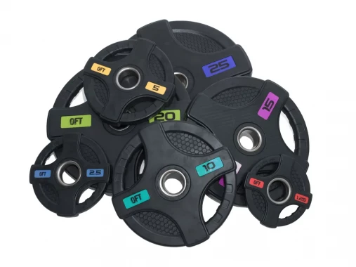 Набор черных олимпийских дисков 51 мм OFT 2HGP 1,25-20 кг (общий вес 107,5 кг) обрезиненных с двойным хватом (12 блинов) Набор черных олимпийских дисков 51 мм OFT 2HGP 1,25-20 кг (общий вес 107,5 кг) обрезиненных с двойным хватом (12 блинов)