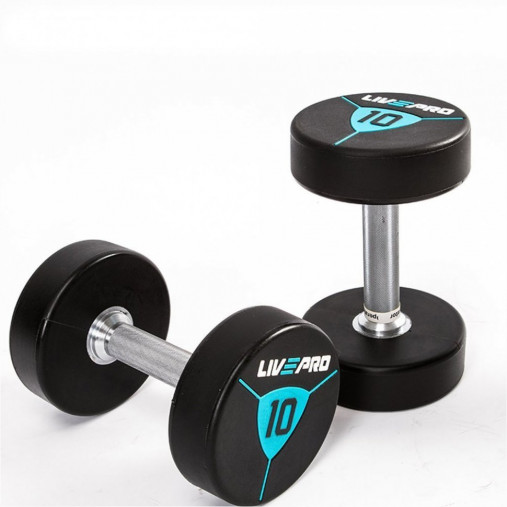 Гантели в уретане LIVEPRO Premium Urethane Dumbbells 28 кг, черный/синий Гантели в уретане LIVEPRO Premium Urethane Dumbbells 28 кг, черный/синий